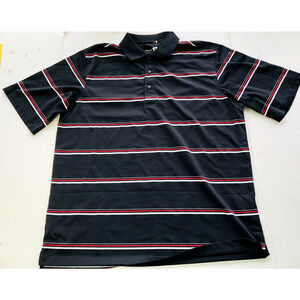 JACK NICKLAUS Polo shirt size LARGE Black Striped Top easy care golf (km74)
